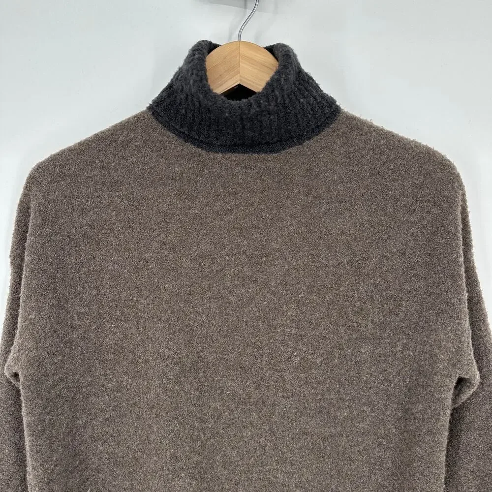 Eleventy Boiled Wool Blend Color Block Turtleneck Sweater